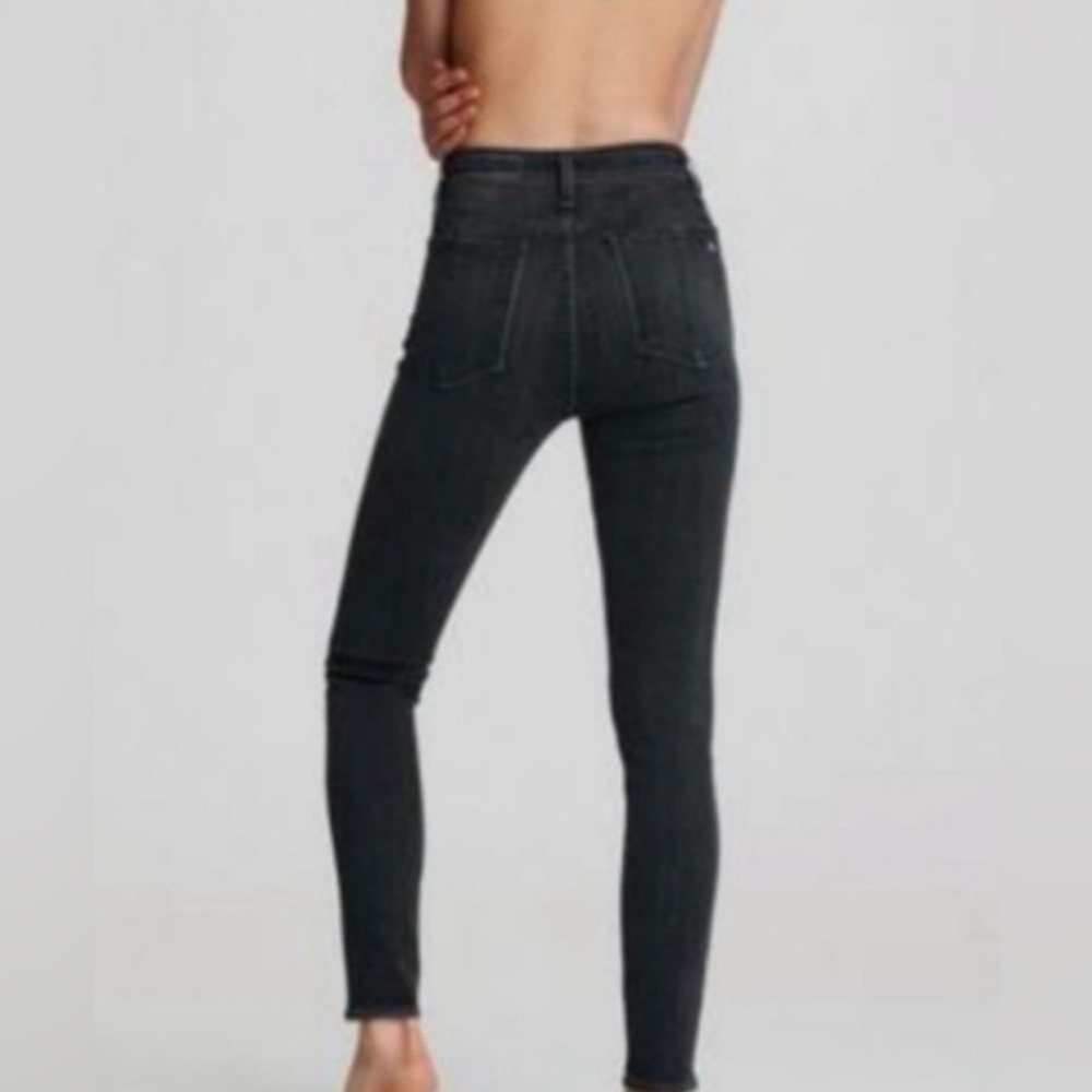 Rag & Bone High Rise Nina Skinny Jeans in No Fade Black - Picture 2 of 12